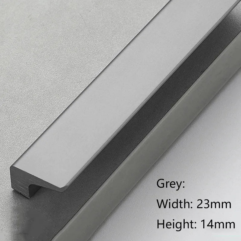 Extended Aluminium Alloy Cabinet Handle – Minimalist Black Drawer & Closet Pull