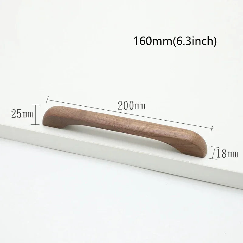 Bow-Shaped Wooden Cabinet Handle – Beech & Black Walnut Drawer Pull | Wardrobe