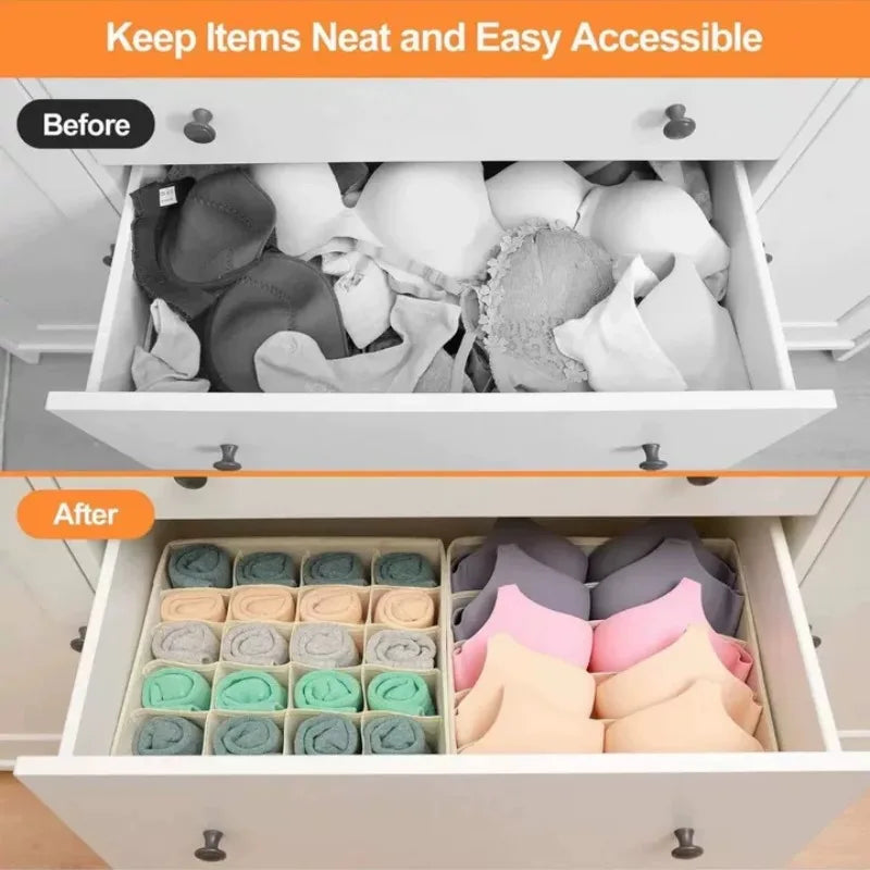 Fabric Drawer Organiser for Underwear & Socks – Storage Box for Closet & Wardrobe