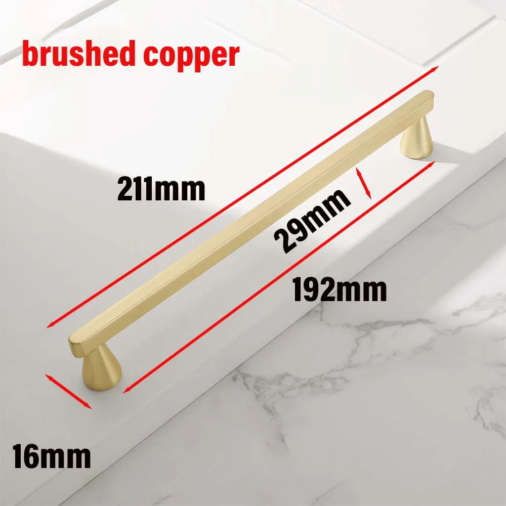European Zinc Alloy Cabinet Handle – Brushed Copper, Pearl Grey & Gold
