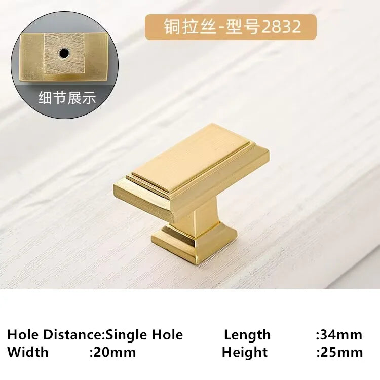 Single-Hole Zinc Alloy Cabinet Knob – Brushed Gold & Antique Copper | Modern Design