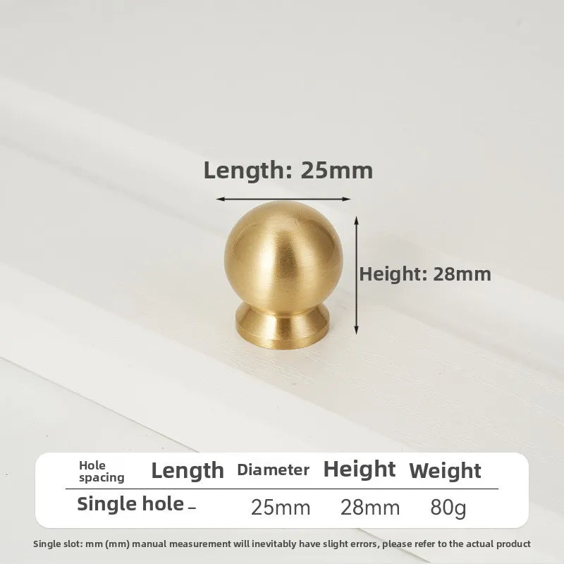 Solid Brass Cabinet Pull – French Gold Bar Handle | Ball Base Modern European