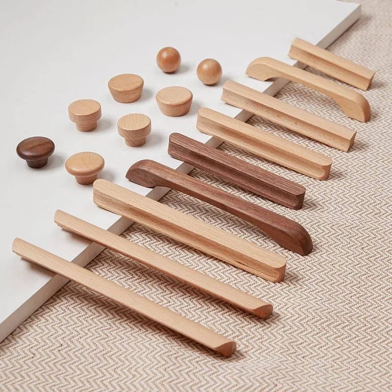 Bow-Shaped Wooden Cabinet Handle – Beech & Black Walnut Drawer Pull | Wardrobe