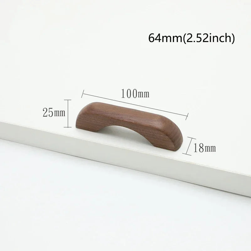Bow-Shaped Wooden Cabinet Handle – Beech & Black Walnut Drawer Pull | Wardrobe