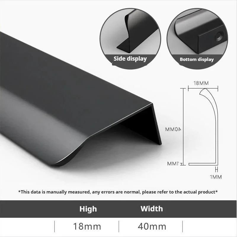 Invisible Cabinet Handle – No-Drill Black Gold Edge Pull | Light Luxury Wardrobe