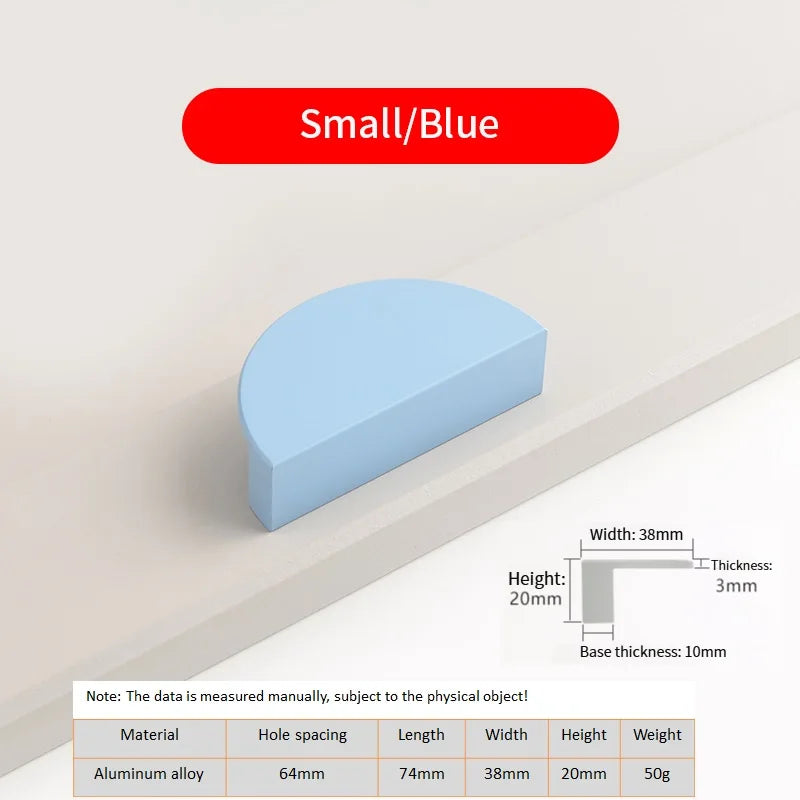 Kids Room Semi-Circle Cabinet Handle – Pastel Colour Aluminium Pull | Modern Design