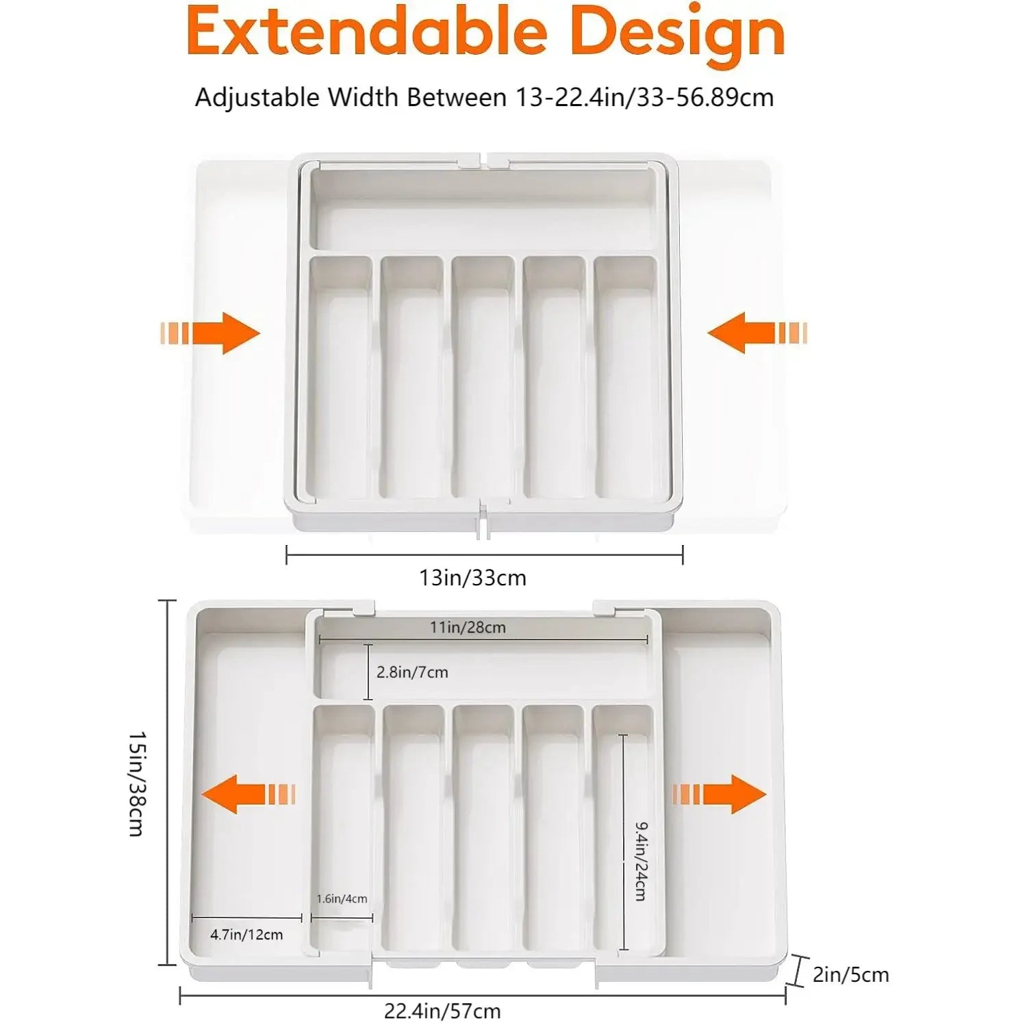 Expandable Kitchen Drawer Organiser – Adjustable Cutlery Tray with Dividers