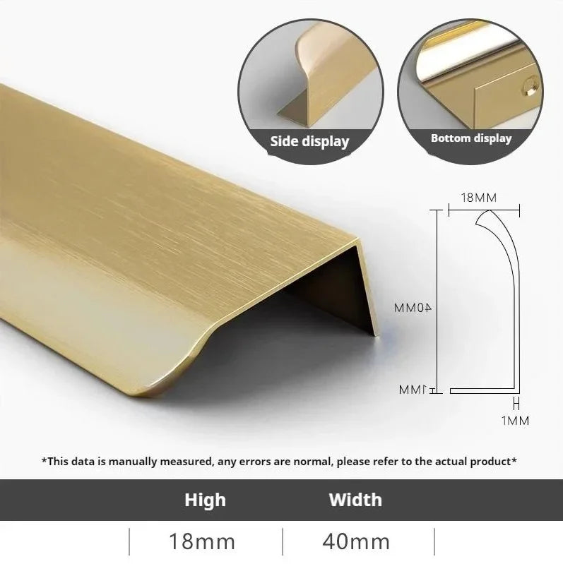Invisible Cabinet Handle – No-Drill Black Gold Edge Pull | Light Luxury Wardrobe