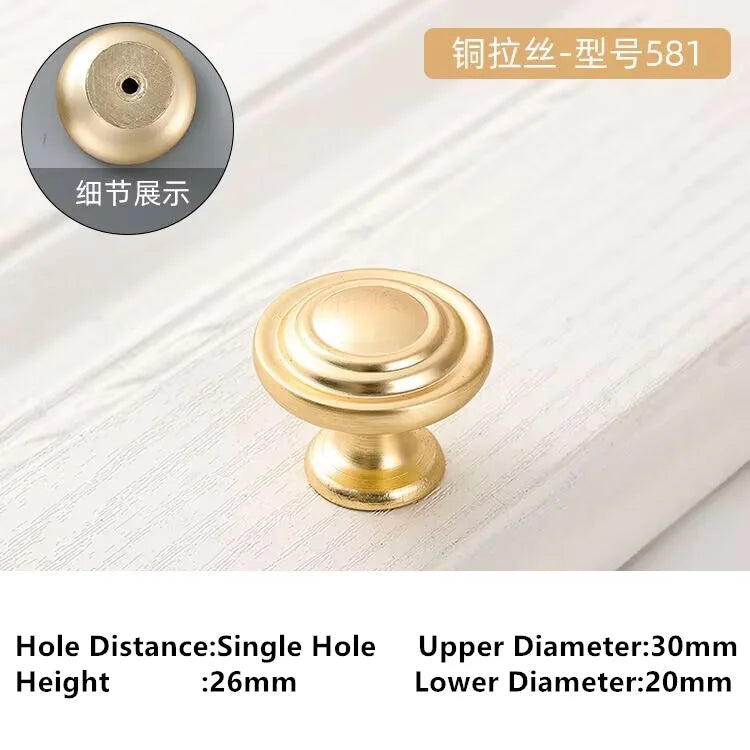 Single-Hole Zinc Alloy Cabinet Knob – Brushed Gold & Antique Copper | Modern Design