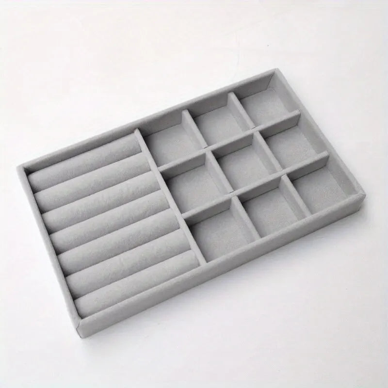 Velvet Jewellery Display Tray – Ring, Earring & Necklace Organiser Storage Box
