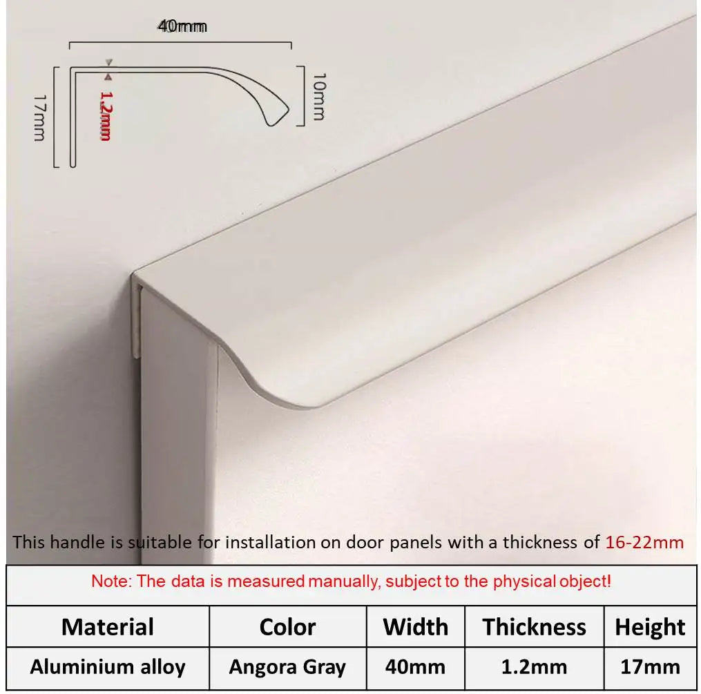 Hidden Minimalist Cabinet Handle – No-Drill Black Edge Pull | Custom Length 80–1200mm