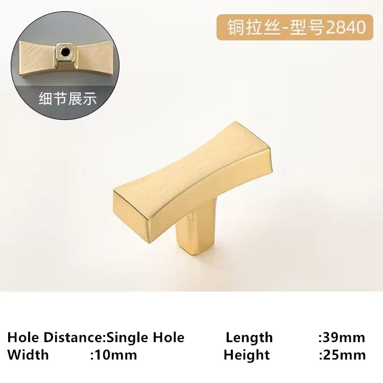 Single-Hole Zinc Alloy Cabinet Knob – Brushed Gold & Antique Copper | Modern Design
