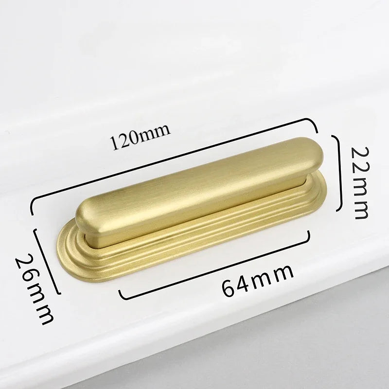 Solid Brass Cabinet Handle – Light Luxury Gold Kitchen Drawer & Wardrobe Pull