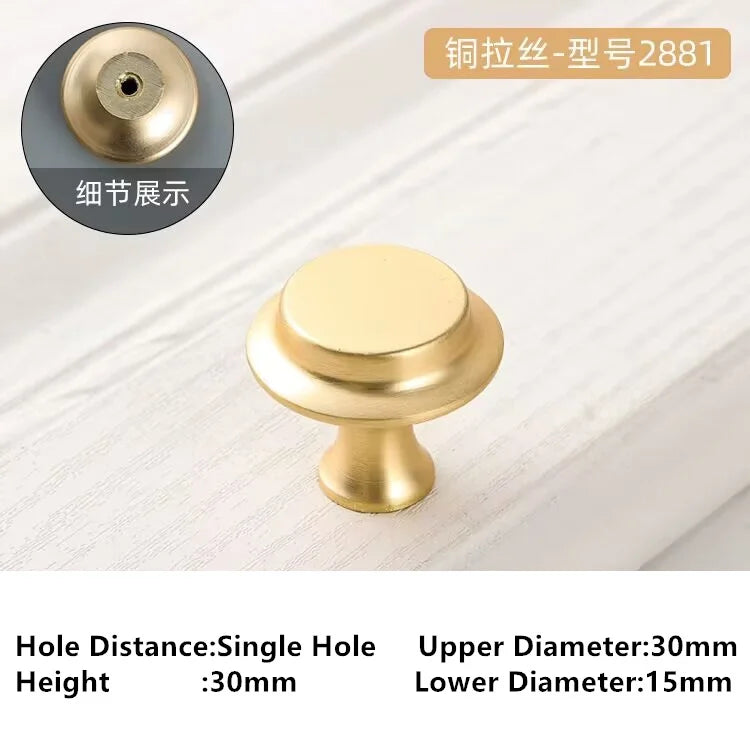 Single-Hole Zinc Alloy Cabinet Knob – Brushed Gold & Antique Copper | Modern Design