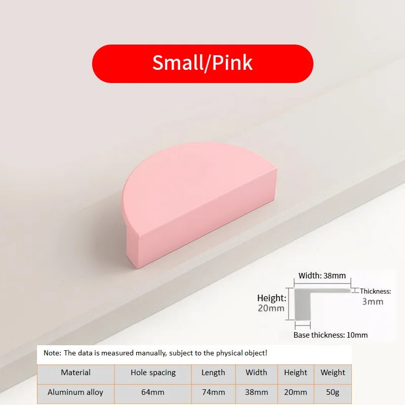 Kids Room Semi-Circle Cabinet Handle – Pastel Colour Aluminium Pull | Modern Design