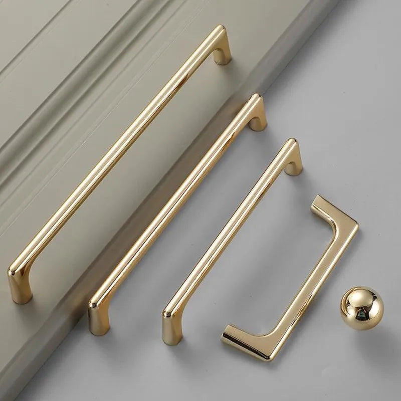 Bright Gold Zinc Alloy Cabinet Handle – Modern Door Knob & Drawer Pull | Home Hardware