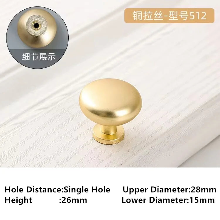 Single-Hole Zinc Alloy Cabinet Knob – Brushed Gold & Antique Copper | Modern Design