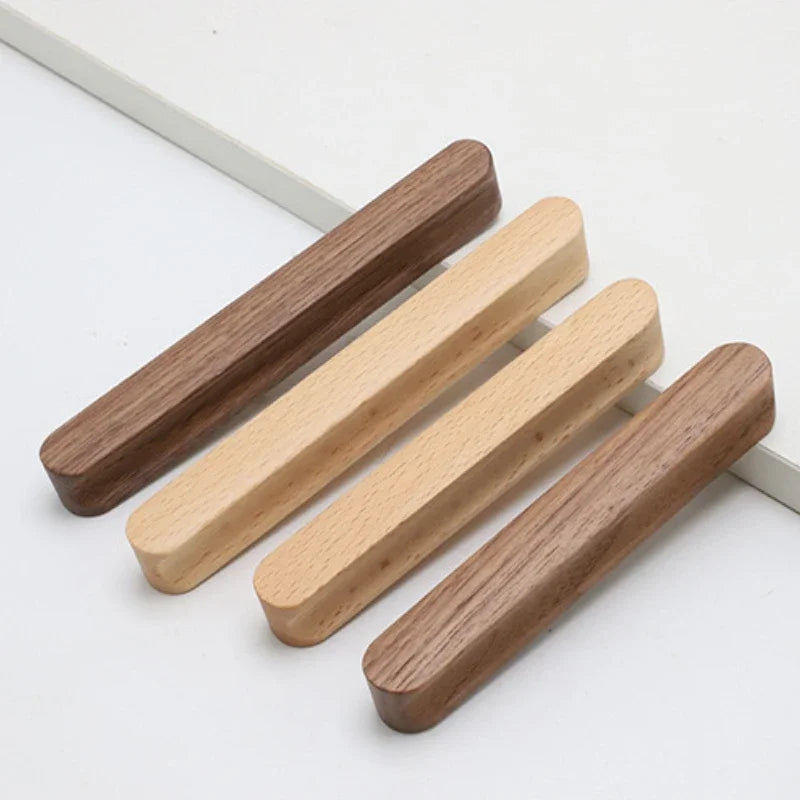 Bow-Shaped Wooden Cabinet Handle – Beech & Black Walnut Drawer Pull | Wardrobe
