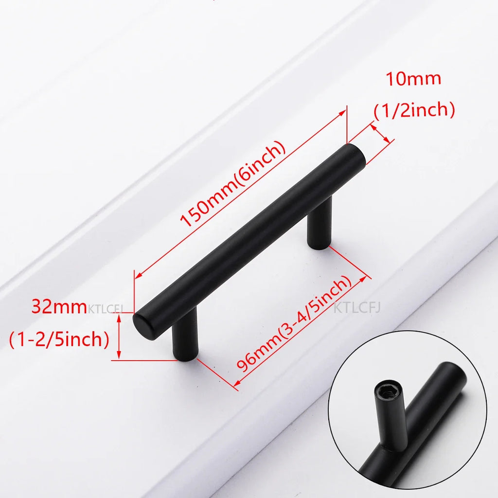 Cylindrical Metal Cabinet Handle – Silver, Black & Gold Modern Kitchen Pull