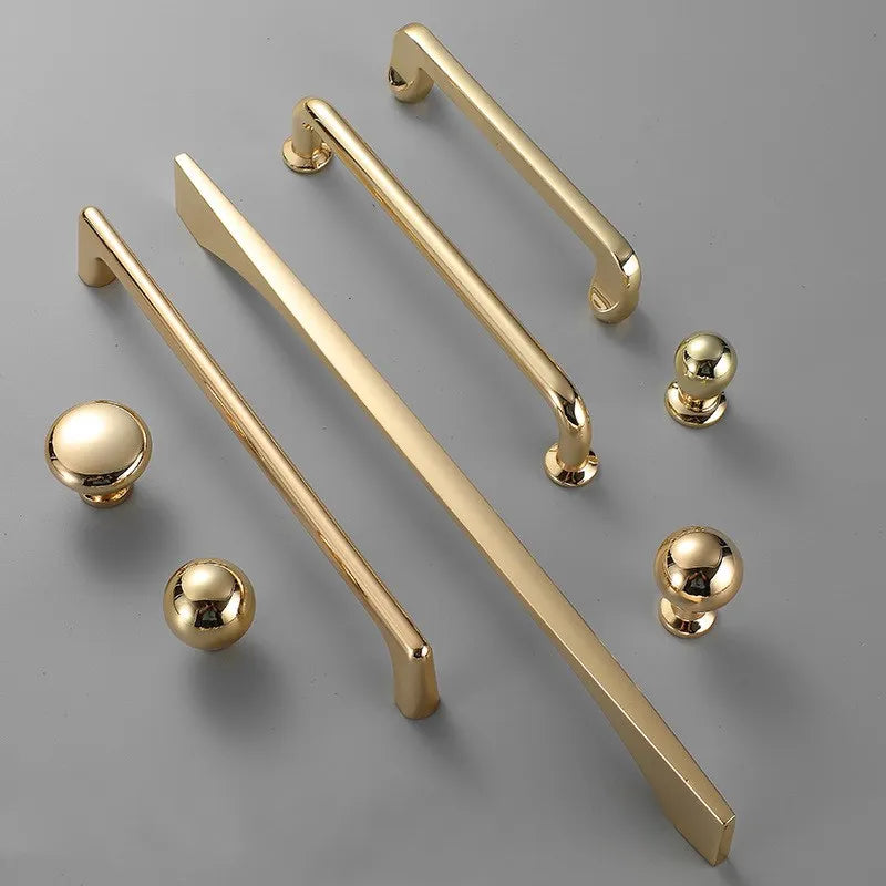 Bright Gold Zinc Alloy Cabinet Handle – Modern Door Knob & Drawer Pull | Home Hardware