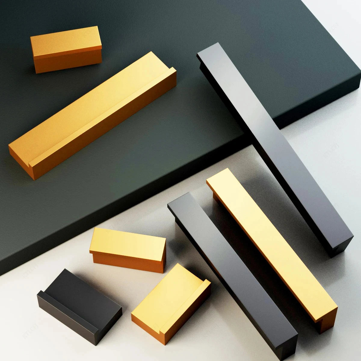 Extended Aluminium Alloy Cabinet Handle – Black Gold European Wardrobe Door Pull