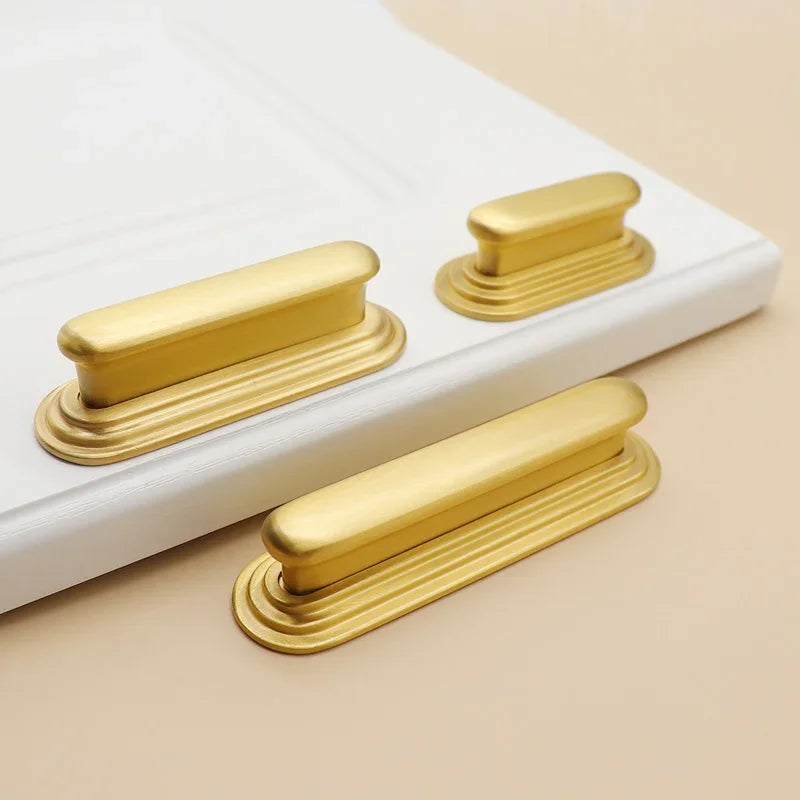 Solid Brass Cabinet Handle – Light Luxury Gold Kitchen Drawer & Wardrobe Pull