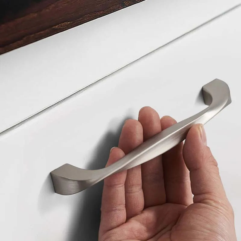 Matte Brushed Nickel Cabinet Handle – Modern Zinc Alloy Drawer Pull
