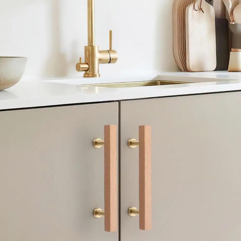 Walnut & Beech Wood Cabinet Handle – Luxury Minimalist Drawer Pull | Wardrobe