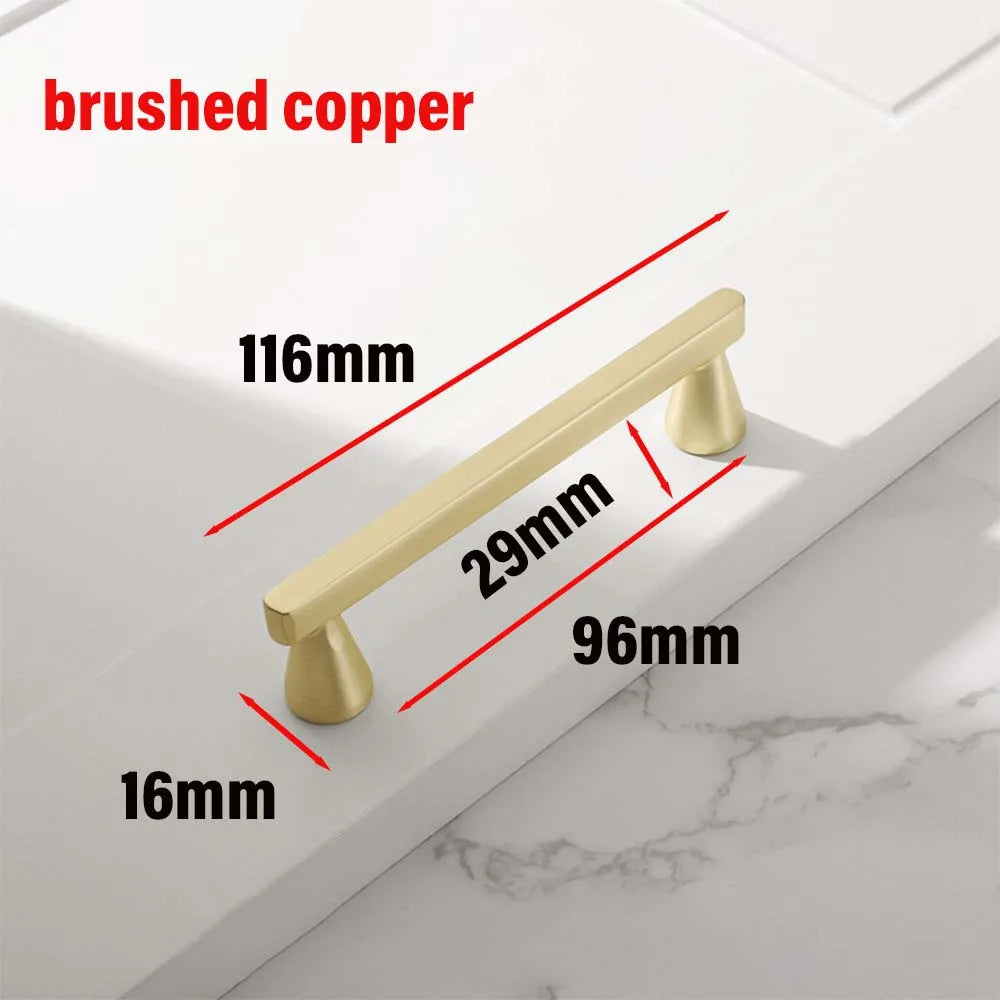 European Zinc Alloy Cabinet Handle – Brushed Copper, Pearl Grey & Gold