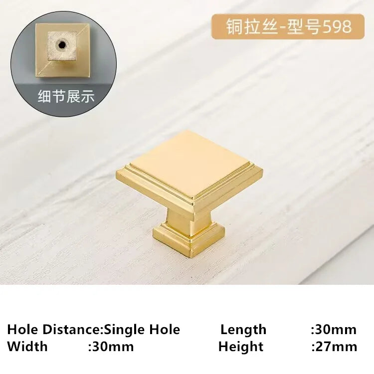 Single-Hole Zinc Alloy Cabinet Knob – Brushed Gold & Antique Copper | Modern Design