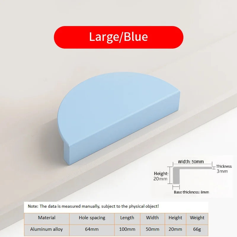 Kids Room Semi-Circle Cabinet Handle – Pastel Colour Aluminium Pull | Modern Design