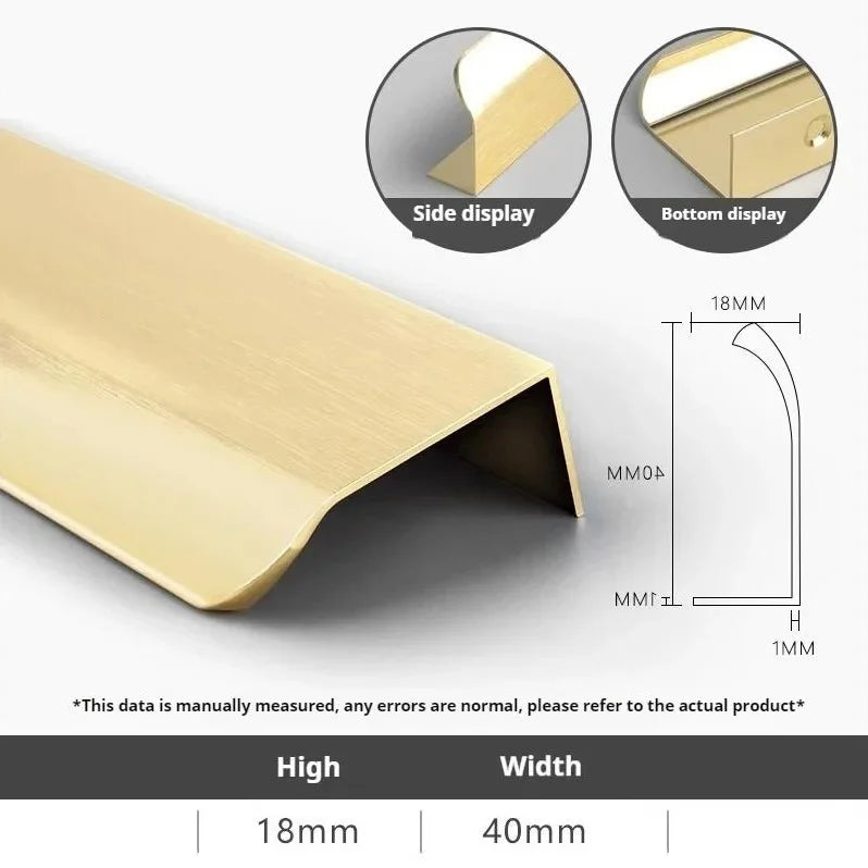 Invisible Cabinet Handle – No-Drill Black Gold Edge Pull | Light Luxury Wardrobe