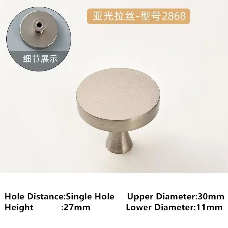 Single-Hole Zinc Alloy Cabinet Knob – Brushed Gold & Antique Copper | Modern Design