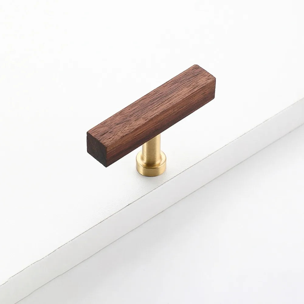 Walnut & Beech Wood Cabinet Handle – Luxury Minimalist Drawer Pull | Wardrobe