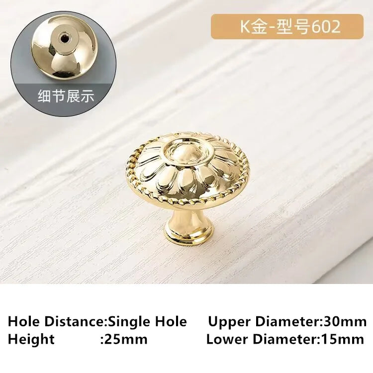 Single-Hole Zinc Alloy Cabinet Knob – Brushed Gold & Antique Copper | Modern Design