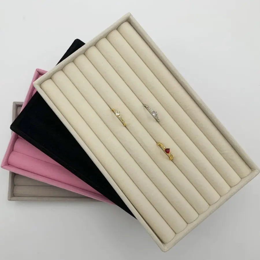 Stackable Velvet Jewellery Display Tray – Ring, Earring & Necklace Organiser Box