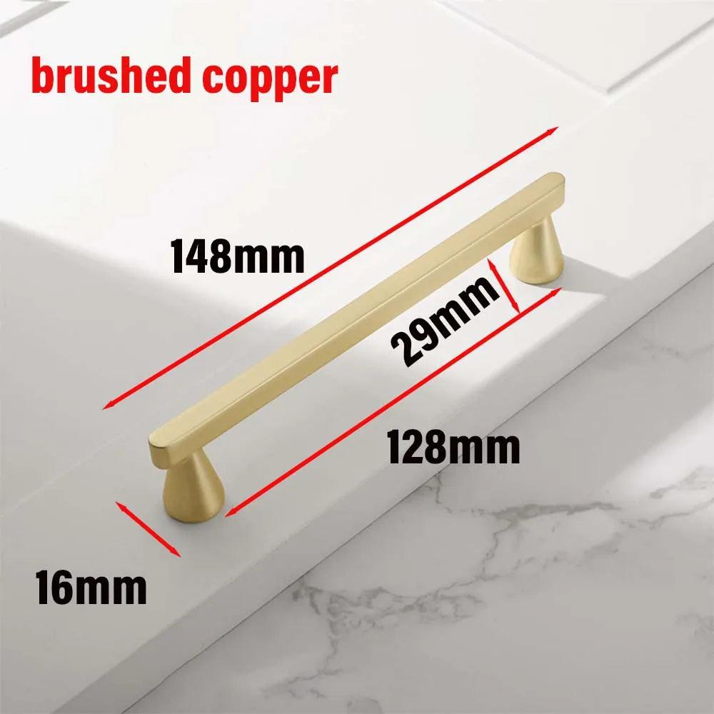 European Zinc Alloy Cabinet Handle – Brushed Copper, Pearl Grey & Gold