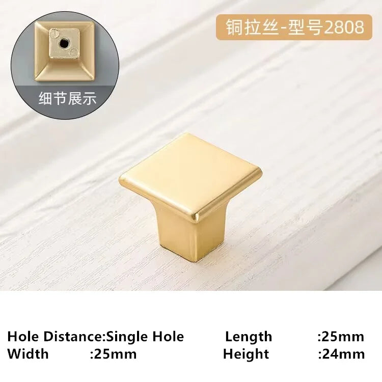 Single-Hole Zinc Alloy Cabinet Knob – Brushed Gold & Antique Copper | Modern Design