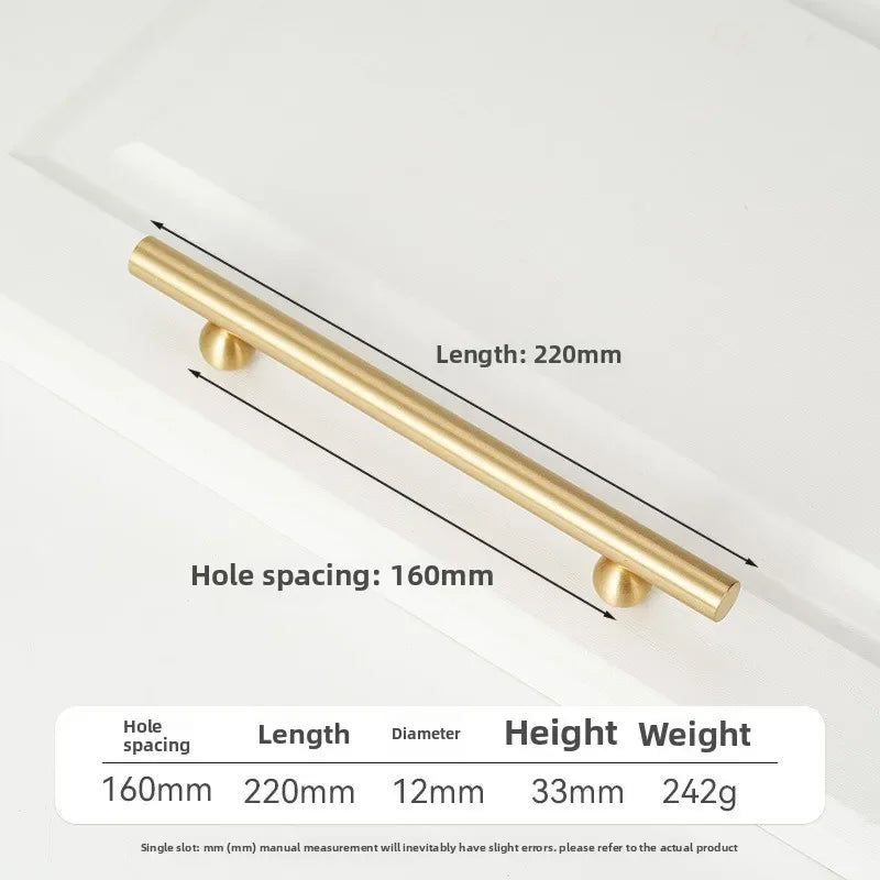 Solid Brass Cabinet Pull – French Gold Bar Handle | Ball Base Modern European