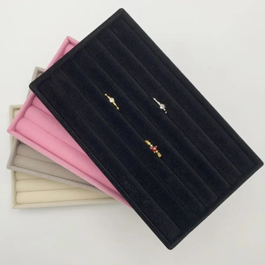 Stackable Velvet Jewellery Display Tray – Ring, Earring & Necklace Organiser Box