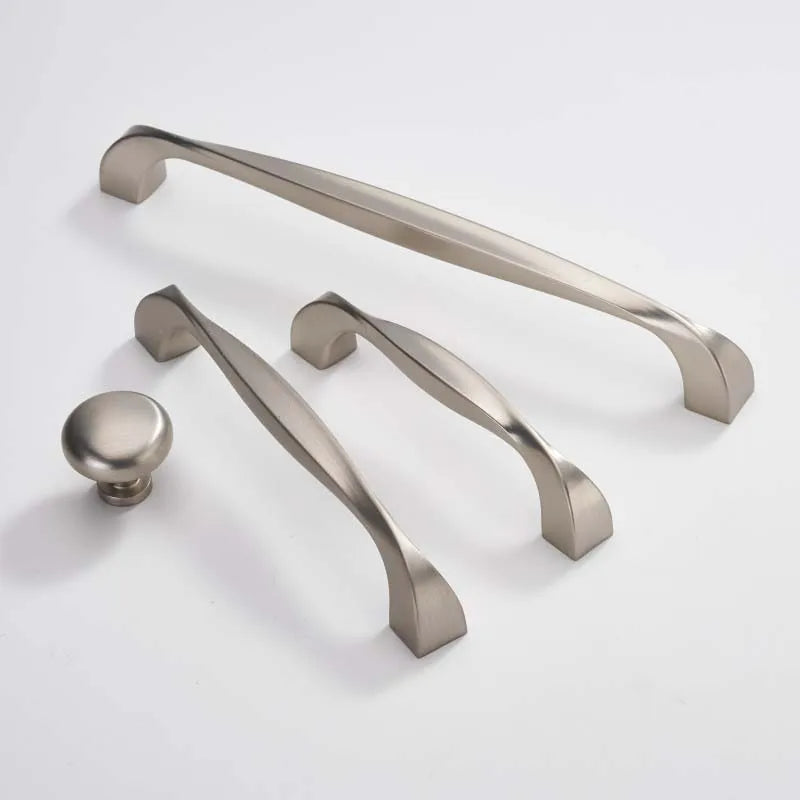 Matte Brushed Nickel Cabinet Handle – Modern Zinc Alloy Drawer Pull
