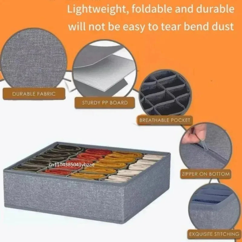 Fabric Drawer Organiser for Underwear & Socks – Storage Box for Closet & Wardrobe