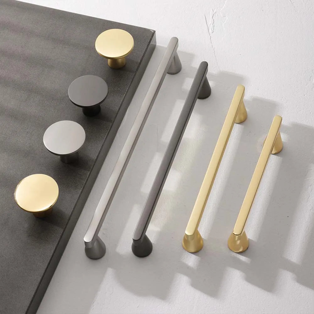 European Zinc Alloy Cabinet Handle – Brushed Copper, Pearl Grey & Gold