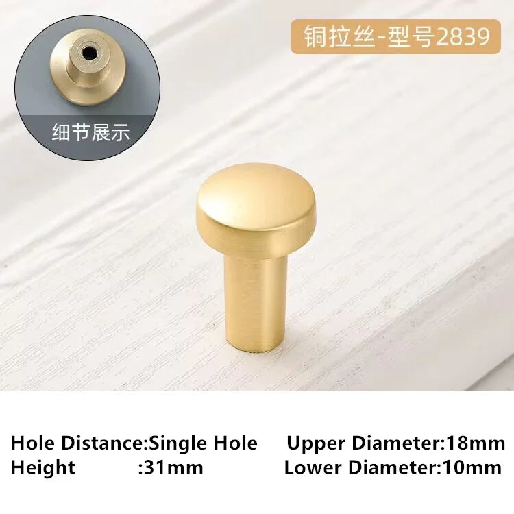 Single-Hole Zinc Alloy Cabinet Knob – Brushed Gold & Antique Copper | Modern Design