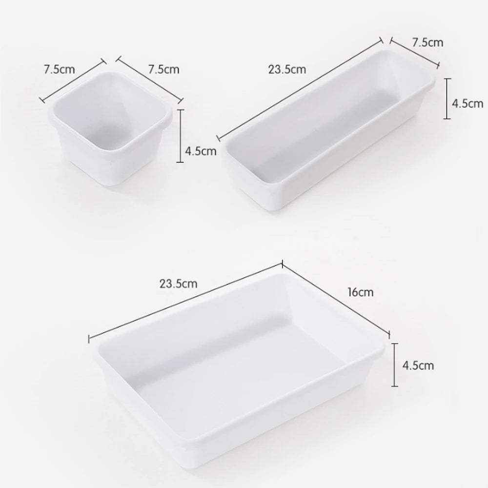 8-Piece Adjustable Drawer Organiser Set – Plastic Trays for Kitchen, Makeup & Office