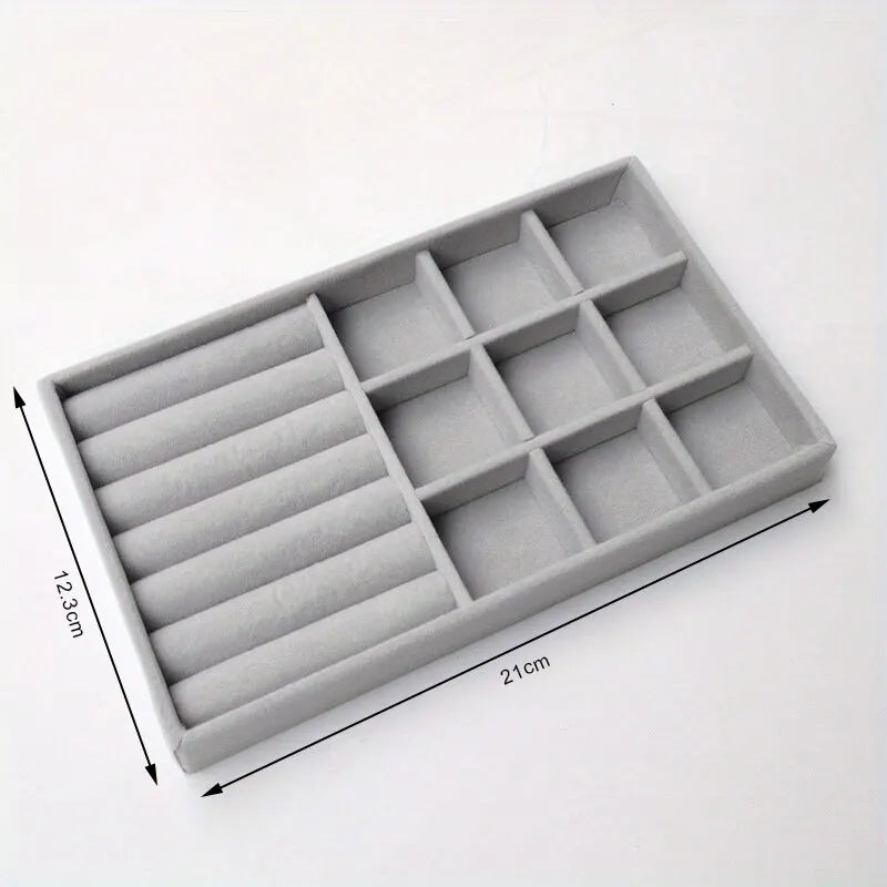 Velvet Jewellery Display Tray – Ring, Earring & Necklace Organiser Storage Box
