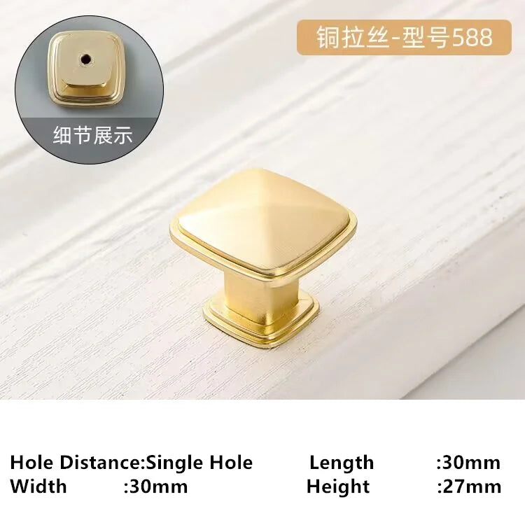 Single-Hole Zinc Alloy Cabinet Knob – Brushed Gold & Antique Copper | Modern Design