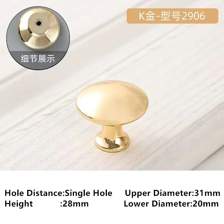 Single-Hole Zinc Alloy Cabinet Knob – Brushed Gold & Antique Copper | Modern Design