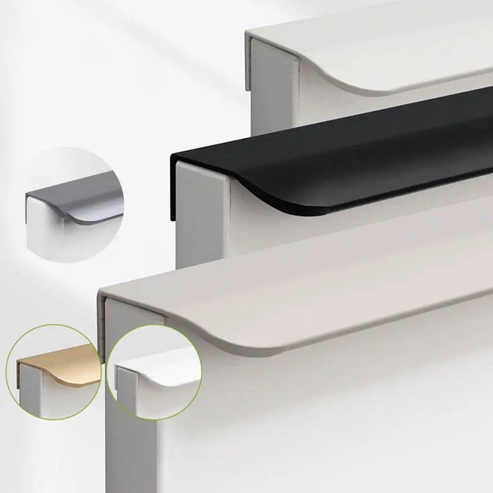 Hidden Minimalist Cabinet Handle – No-Drill Black Edge Pull | Custom Length 80–1200mm