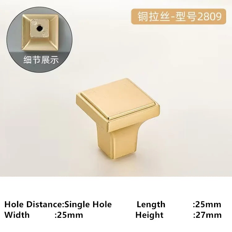 Single-Hole Zinc Alloy Cabinet Knob – Brushed Gold & Antique Copper | Modern Design